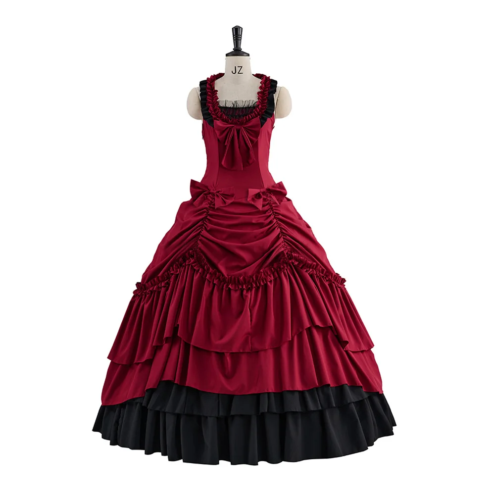 

Lolita Gothic Black Red Victorian Marie Antoinette Baroque Ball Gown Court Noble Princess Strapless Slip Dress