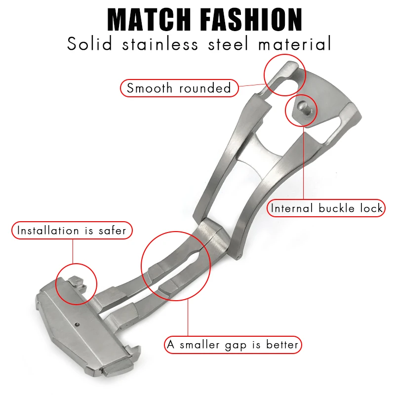 High Quality Solid Stainless Steel 18mm Folding Clasp Deployant Butterfly Buckle for Omega Seamaster Lrather Rubber Watch Strap