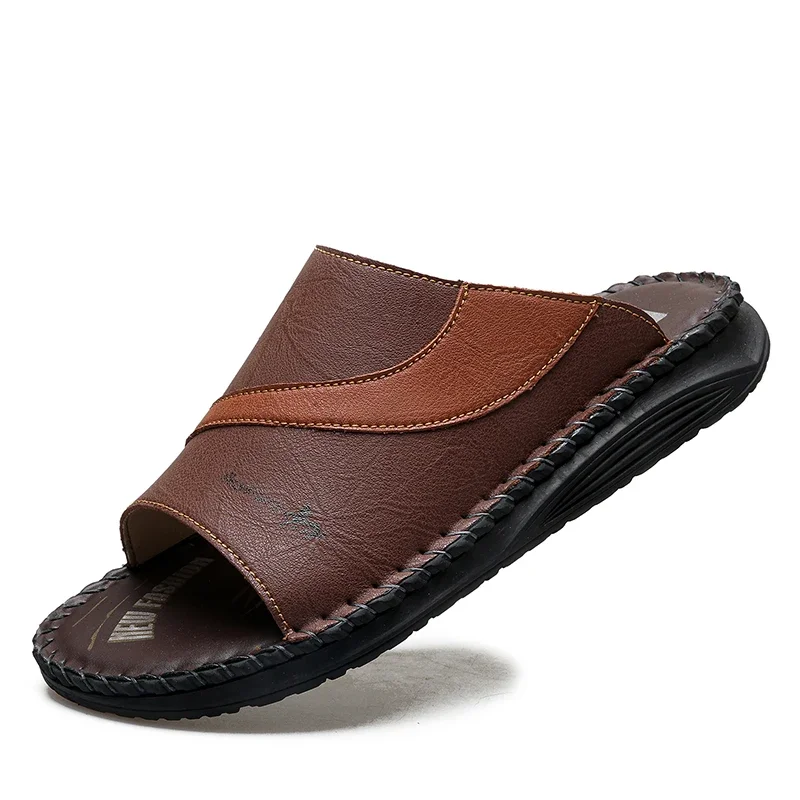 Exquisite Cutting Men Summer Slippers Flat Anti Slip Delicate Craft Student Outdoor Daily Leisure Shoes