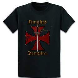 Camiseta de los caballeros templarios cruzados, símbolo de cruz, espada samurái Camiseta de algodón para hombre, camisa de manga corta con cuello redondo, S-3XL