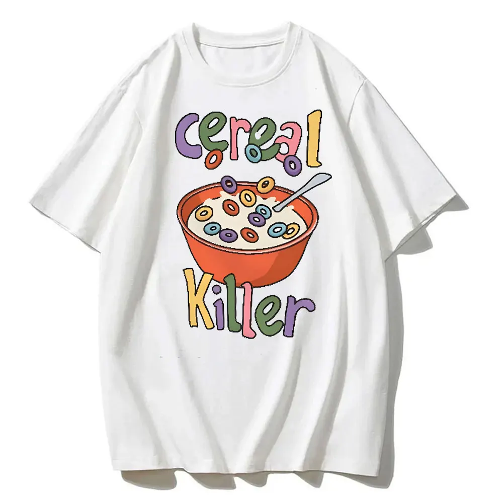 Lustiges Meme T-Shirt Cereal Killer Baumwolle T-Shirt Kidcore Offensive Unisex T-Shirts Buntes T-Shirt Slogan T-Shirts Shirts 90er Jahre Grafik-T-Shirt