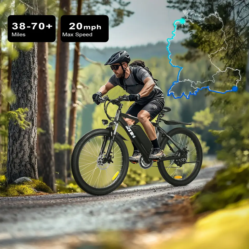 ZNH+AM-ZNH-02-26SR+ Electric Bike,26'x2.1 Tire Ebike for Adults,749W Peak,Electric City Bike,20mph,E Bike UL 2849,1 Year Warranty