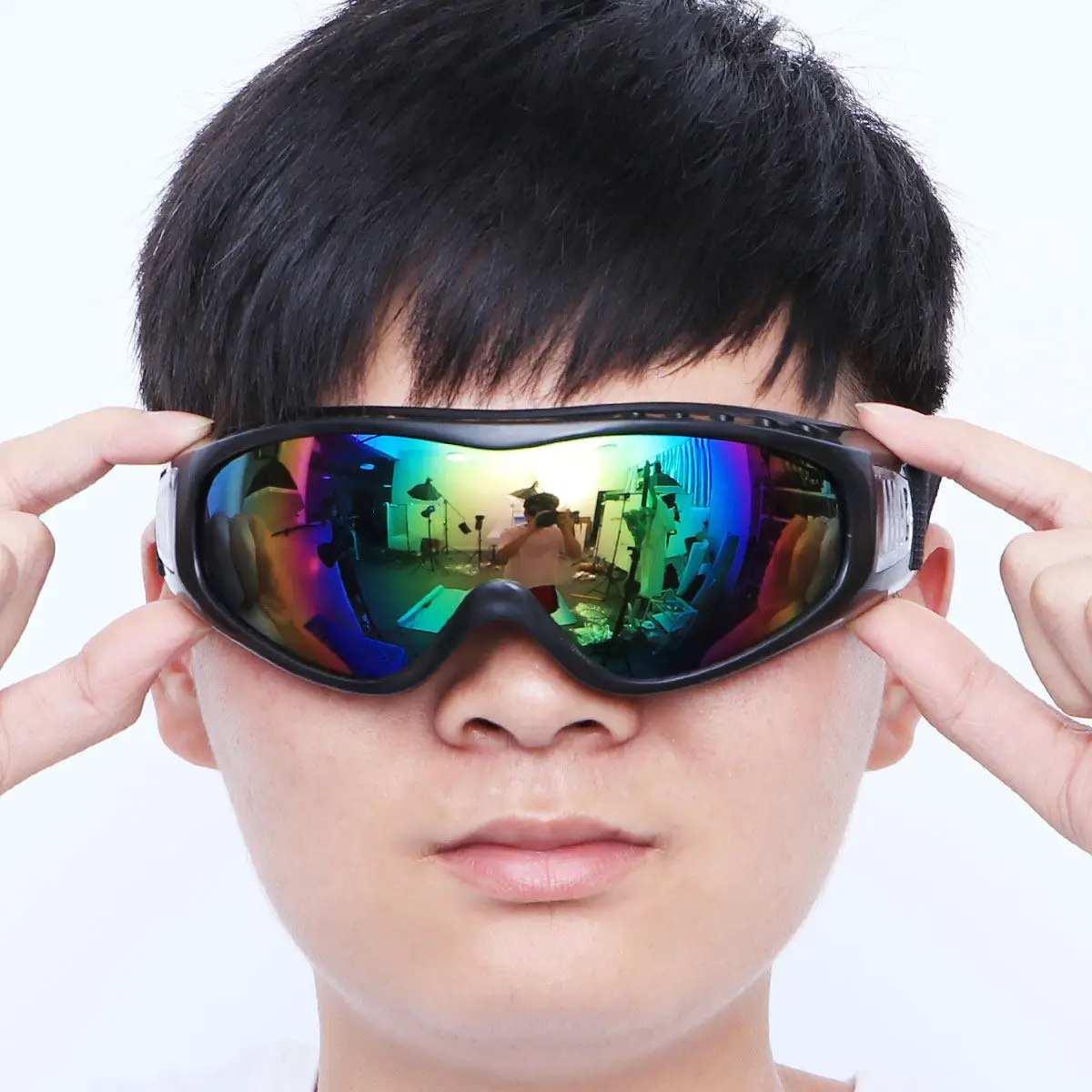 

Unisex Men Women Windproof Outdoor Skiing Motorcross Cycling Safety Goggles Blue Frame Colorful Lens Uv400 Anti-Fog Protective