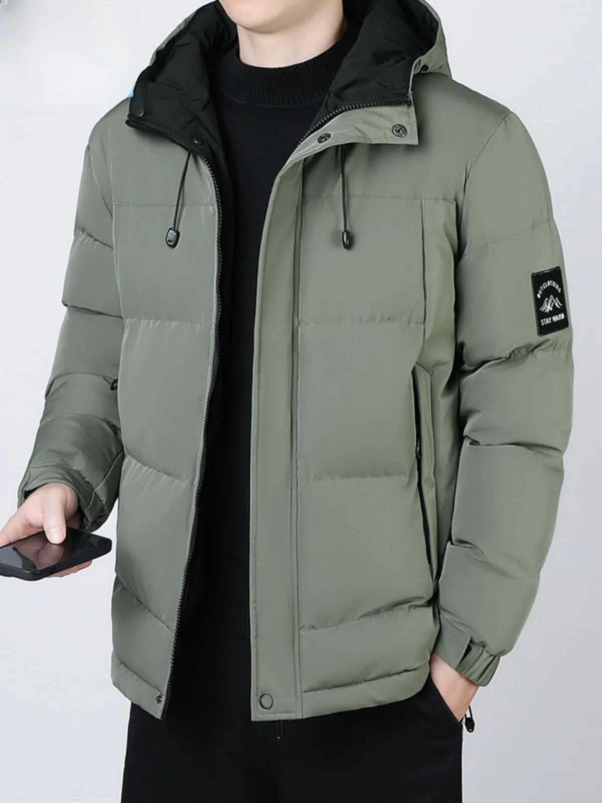 

Paul Men's Winter down Cotton Jaet Trendy Loose Hooded Mid-Youth Thiened Durable Polyester Fiber Warm Coat for Casual Wear