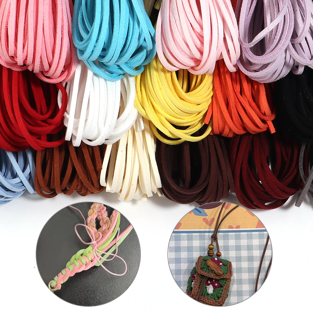 10 Stück 95cm Bunte Flache Lederschnur Kunstwildleder-Kordel Samt-Perlenband für DIY Schmuck Armband Halskette Schlüsselanhänger – Detail 2