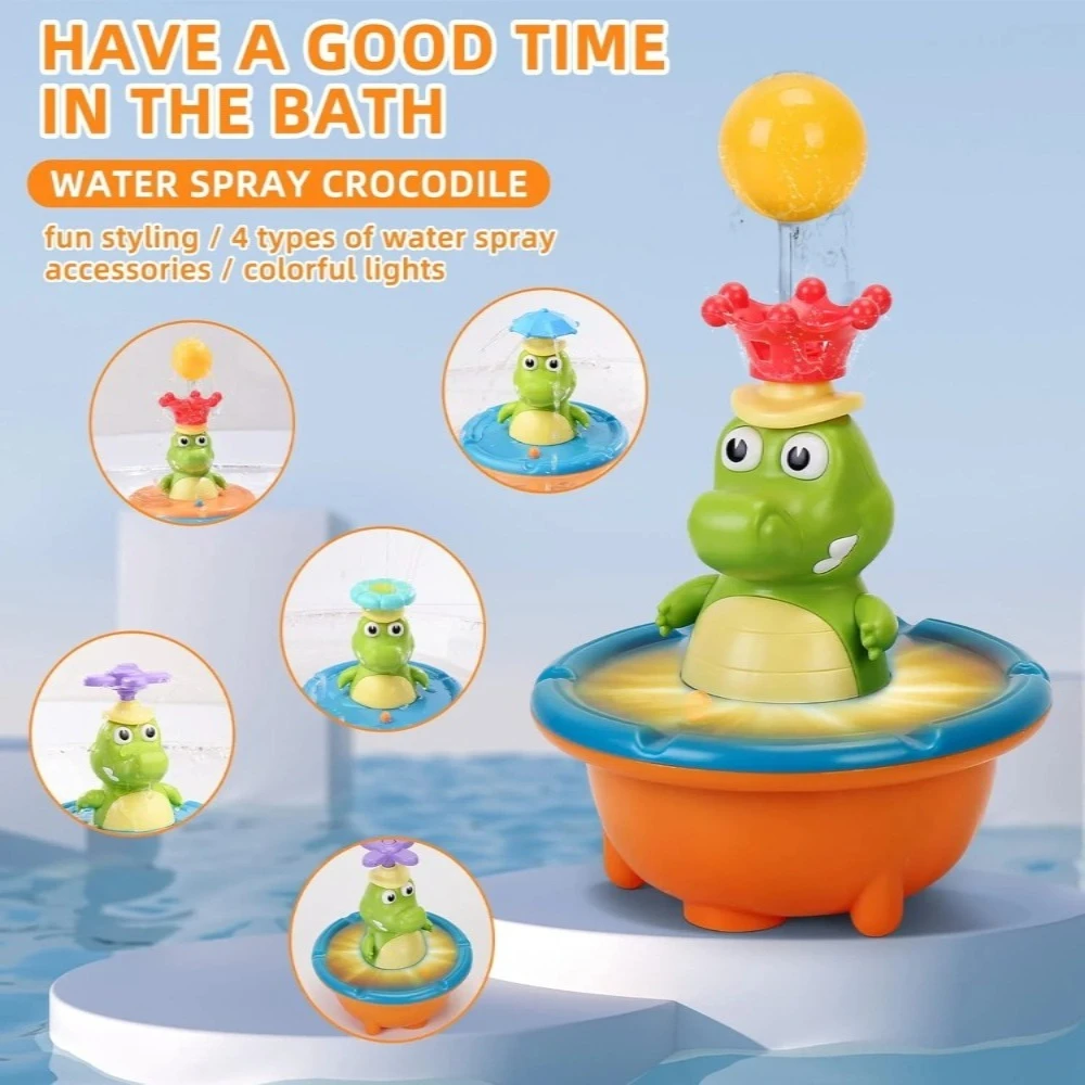 Crocodile Bath Toy for Kids, Light Up Water Spray Floating Toy, Waterproof Baby Toddler Bath & Pool Toy, Gift for Boys Girls