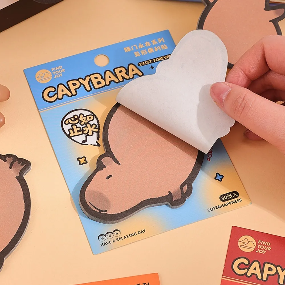 30pcs Office Supplies Capybara Memo Pad Paper Thickened Kawaii Sticky Notes Animals Message Stickers Student