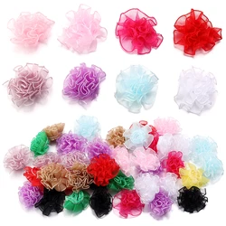 30Pcs/Lot 3.5cm Snow Gauze Fabric Flowers Handmade Flower Carnation For DIY Crafts Headwear Clothing Accessories Wedding Decor