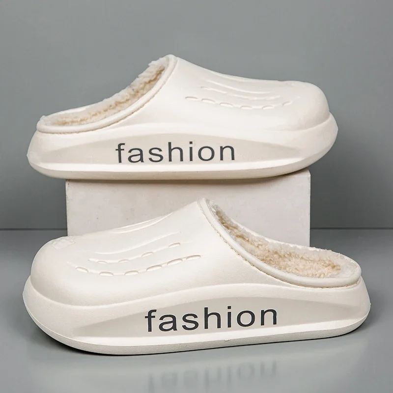 Fluffy Home cotton shoes Soft Lightweight Anti Slip Comfortable Indoor Shoes Couples Autumn Winter Warm Toes Men's Slides