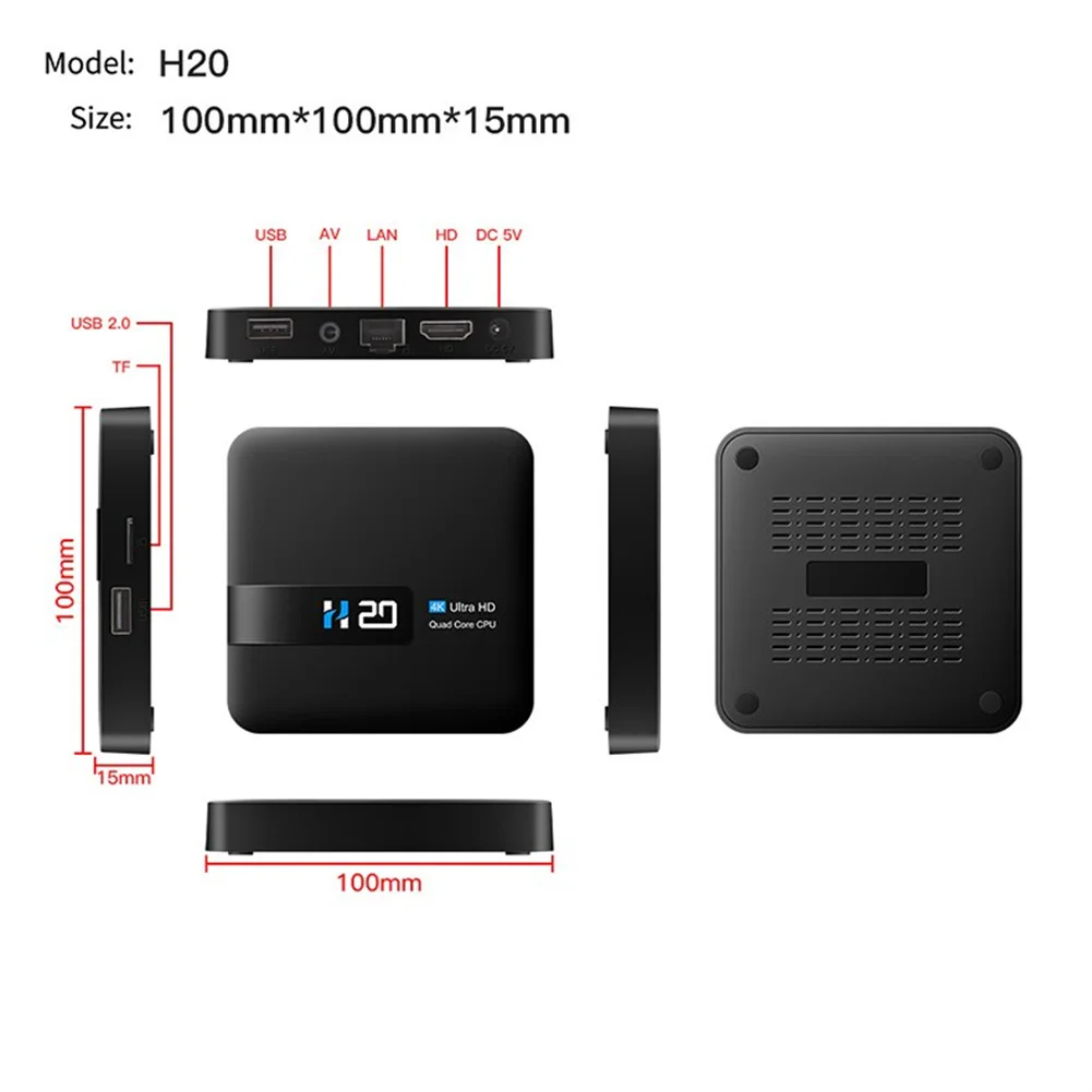 H20 Smart TV Box Surround Sound Home Smart Media Player With Remote Control 4K HD TV Box Digital Player For Android 10.0