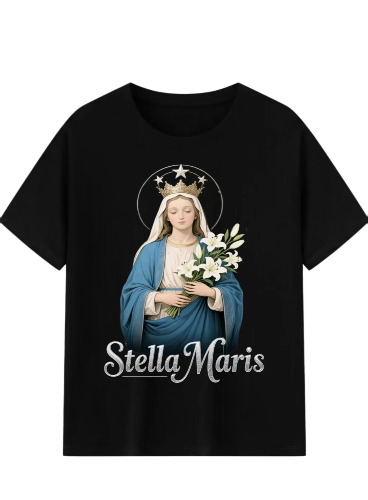 

Men's pure cotton T-shirt with Virgin Mary pattern, casual, fashionable, multifunctional and comfortable top suitable for variou