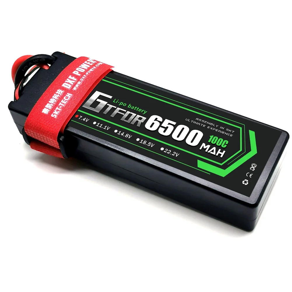 GTFDR 2S 3S 4S Lipo Battery 6500mAh 100C with XT60 EC5 TRX T/DEANS XT90 XT150 Plug HardCase For 1/8 Buggy RC Car Boat Airplane