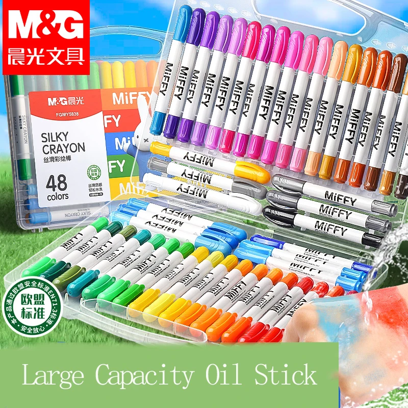 

M&G Large Capacity Oil Paint Stick, Rotary Crayon, Bright Color, Washable, 12/24/36/48 Colors, Suitable for Students' Art Painti