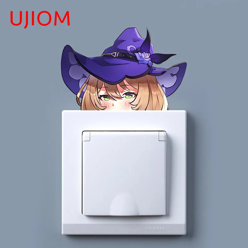 UJIOM 13cm X 9.8cm Genshin Impact Lisa Peeker Wall Stickers Waterproof Vinyl Decal Refrigerator Switch Cabinet Wardrobe Decor