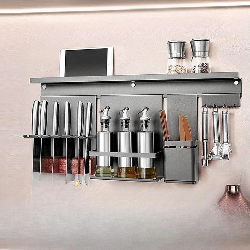 Kitchen rack Multifunctional seasoning storage rack Full set of wall hanging household pendant knife holder