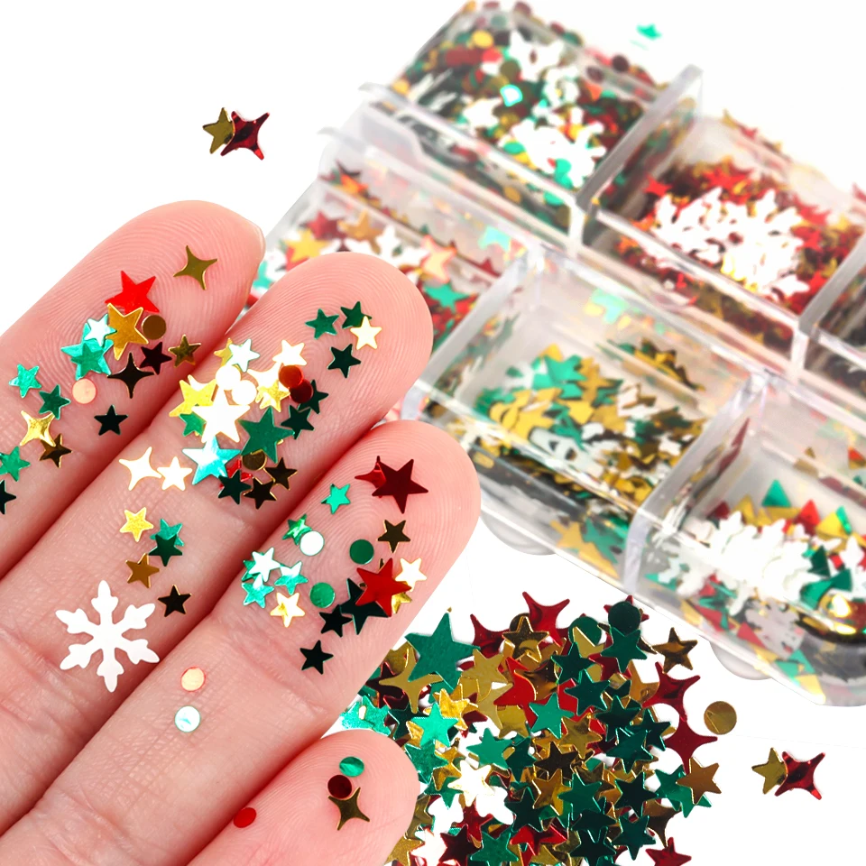 Flocons de paillettes holographiques pour ongles, 6/12 pièces en 1, or Rose, argent, poudre de trempage papillon pour outils pour ongles en acrylique