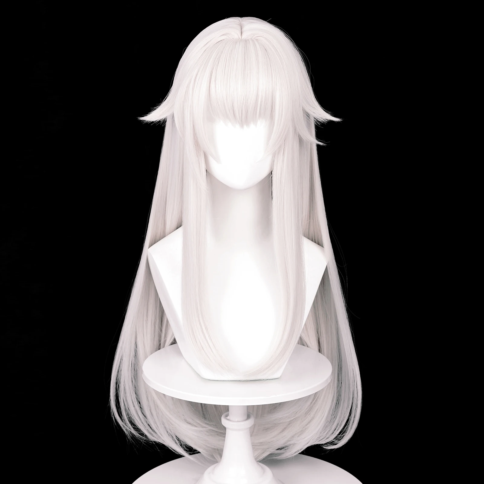 MSIWIGS Gioco Parrucche Cosplay Parrucca sintetica resistente al calore per capelli bianchi lunghi lisci per la festa di Halloween