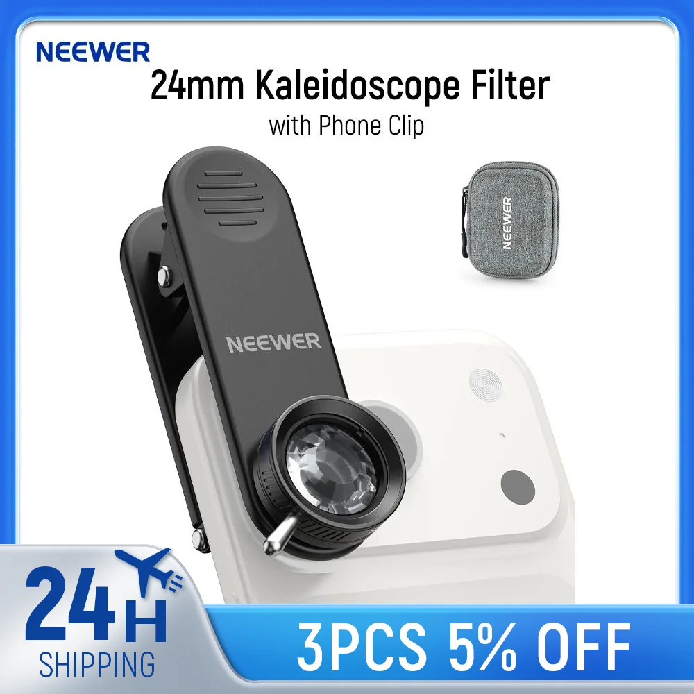 

NEEWER 24-миллиметровый калейдоскопический фильтр с зажимом для телефона, фильтр с эффектом призмы из хрустального стекла K9 для задней панели объектива с резьбой 17 мм