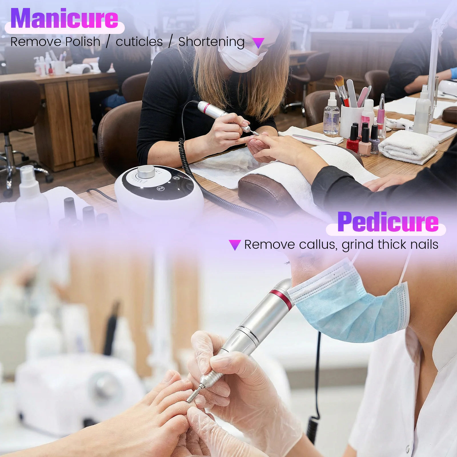 Professional Electric Nail Drill Kit for Acrylic & Gel Nails - 45000RPM Set for Shaping, Polishing & Buffing - Home & Salon Use