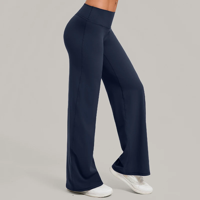 Hearuisavy Women Straight-Leg Sports Pants Gym Clothing Naked Feeling Compression Wide Leg Yoga Leggings Pilates Fitness Tights image 2