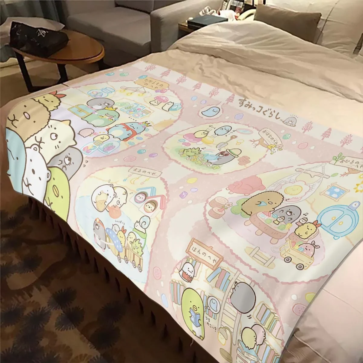 Sumikko Gurashi Cartoon Flannel Throw Blanket Ultra Soft Thin Blanket Living Room Bedroom Sofa Covers Office Warm Blanket