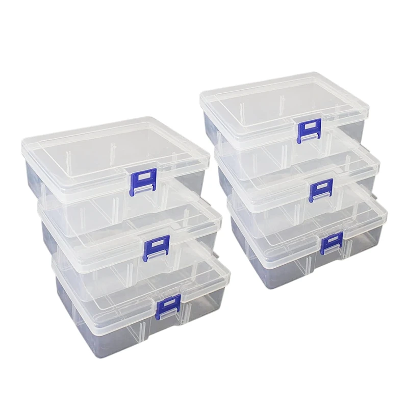 SEWS-6Pcs Clear Plastic Organizer Box,Containers Storage Box With Snap-Tight Closure Latch For Jewelry Making & Sewing Crafts