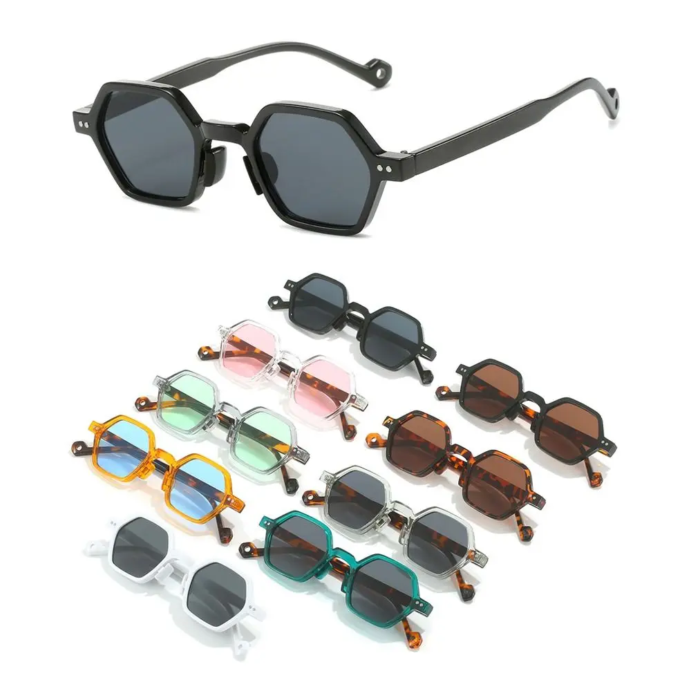 

Clear Ocean Lens Polygon Square Sunglasses Vintage UV400 Square Rivets Sun Glasses Hexagon Shades for Women & Men