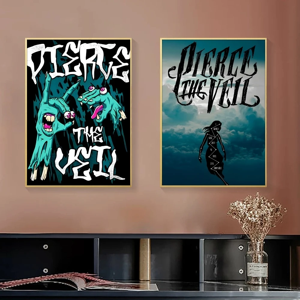 P-Pierce The Veil Band Painting Calligraphy Canvas Poster Bedroom Living Room bar Hallway House interior Wall Decor
