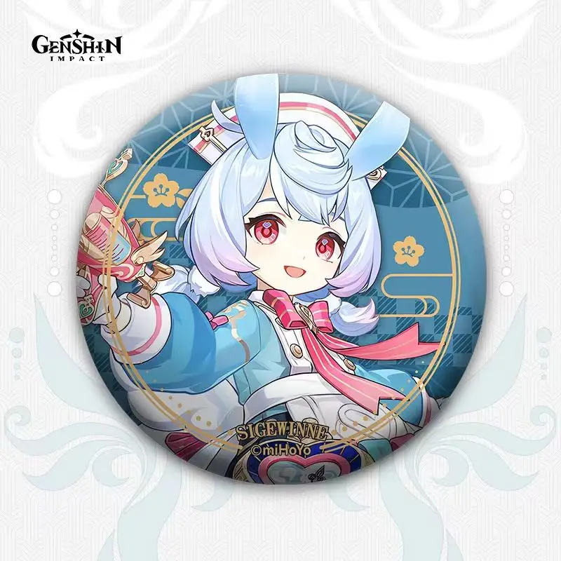 2024 Anime Genshin Impact Fine Flash Scrub Badge Baji Arlecchino Chiori Furina Clorinde Sigewinne Background Style Brooch Gift