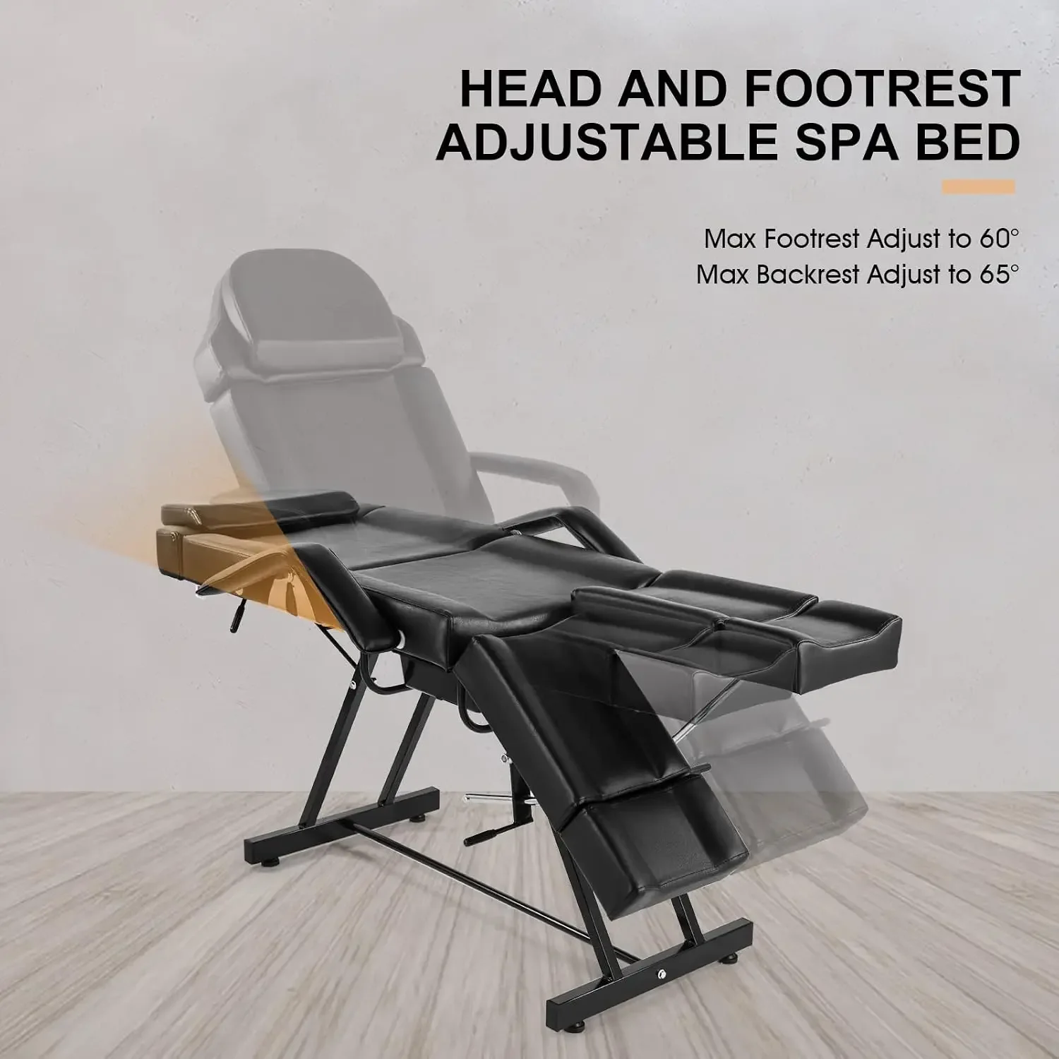 Massage Table Facial Bed Eyelash Extension Massage Bed with Tray, Split Footrests (Black)