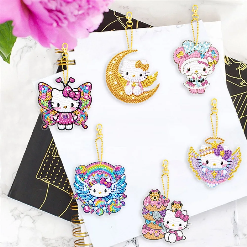 

Diamond Painting Hello Kitty Pendant Double-sided Rhinestones Acrylic Material Handicrafts Rhinestone Embroidery Decoration