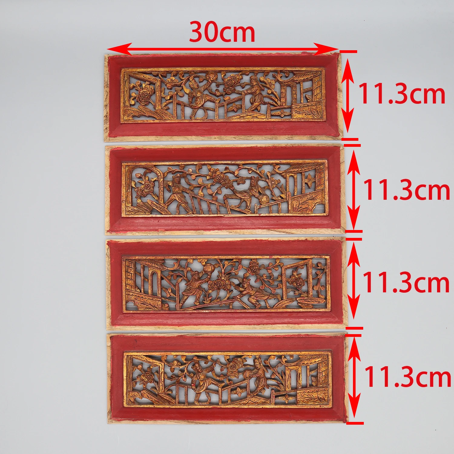 Set of 4 wood carving from old Chinese Canopy Bed, Wall Decoration