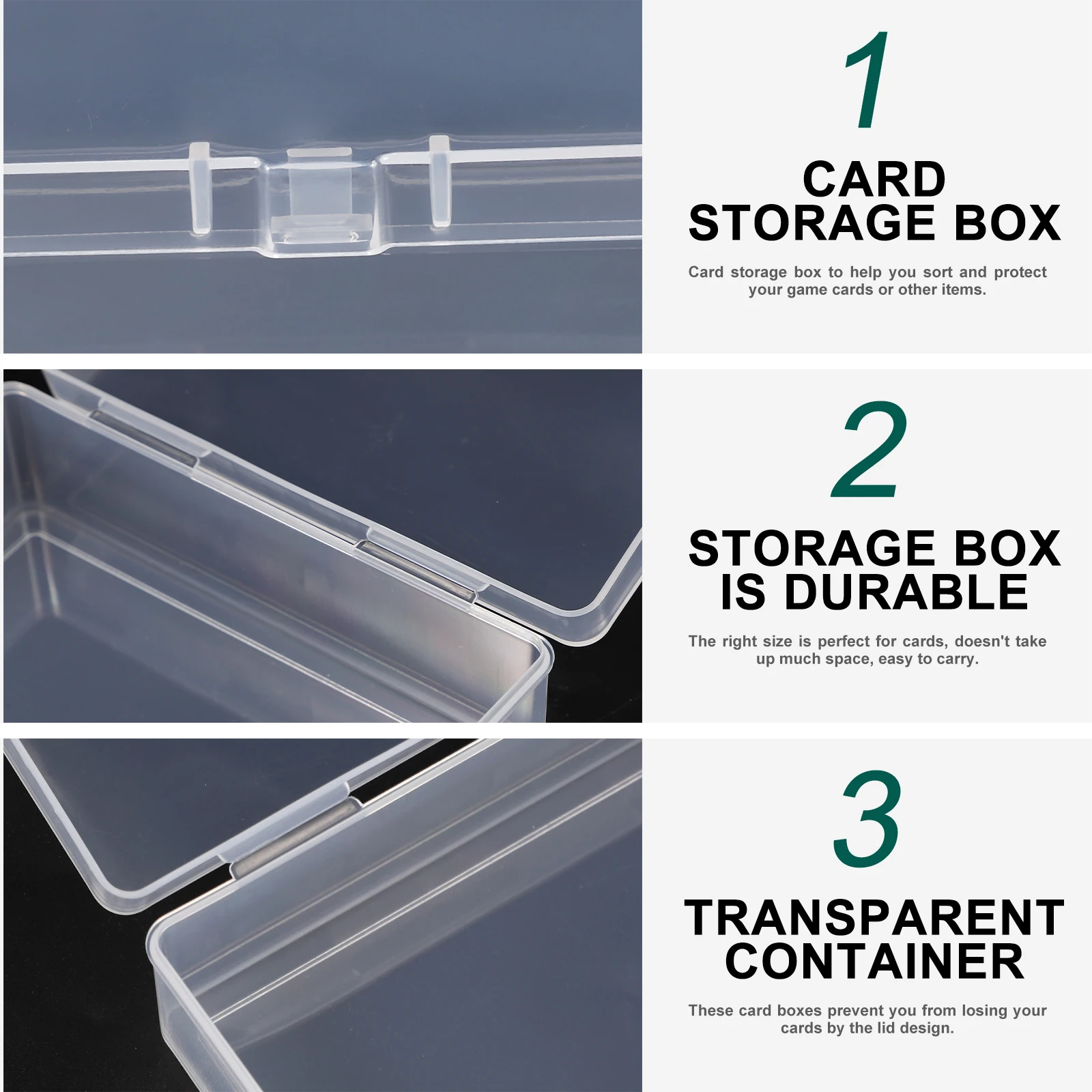

3pcs Playing Card Storage Boxes Clear Transparent Poker Cards Container Plastic Box For Game Cards Business Jewelry