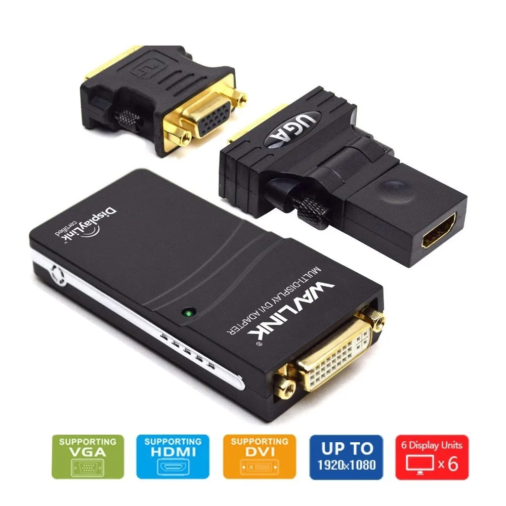 Go! USB 2.0 to VGA/DVI/HDMI-Compatible Video Graphic Adapter Multiple Monitors Display Extend/Mirror Mode For Windows Mac OS