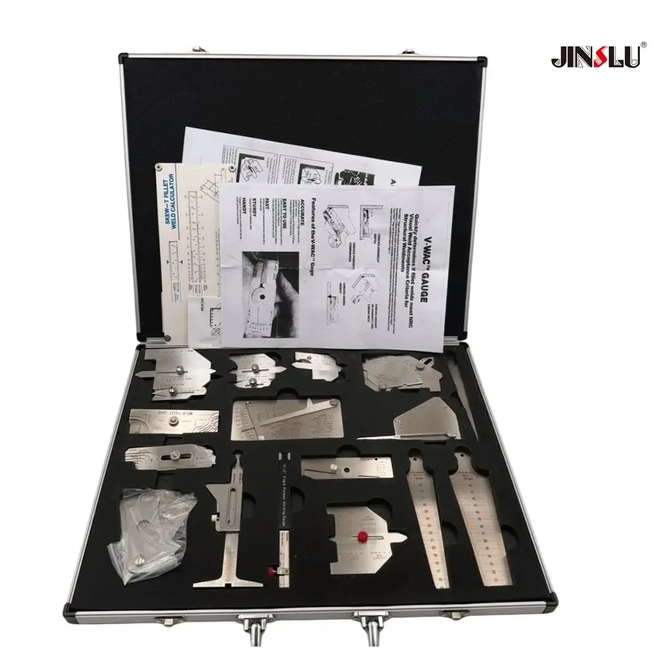 13pcs Welding Gauge Inspection Ruler Tool Set Multifunction Stainless Steel with Case for Welder