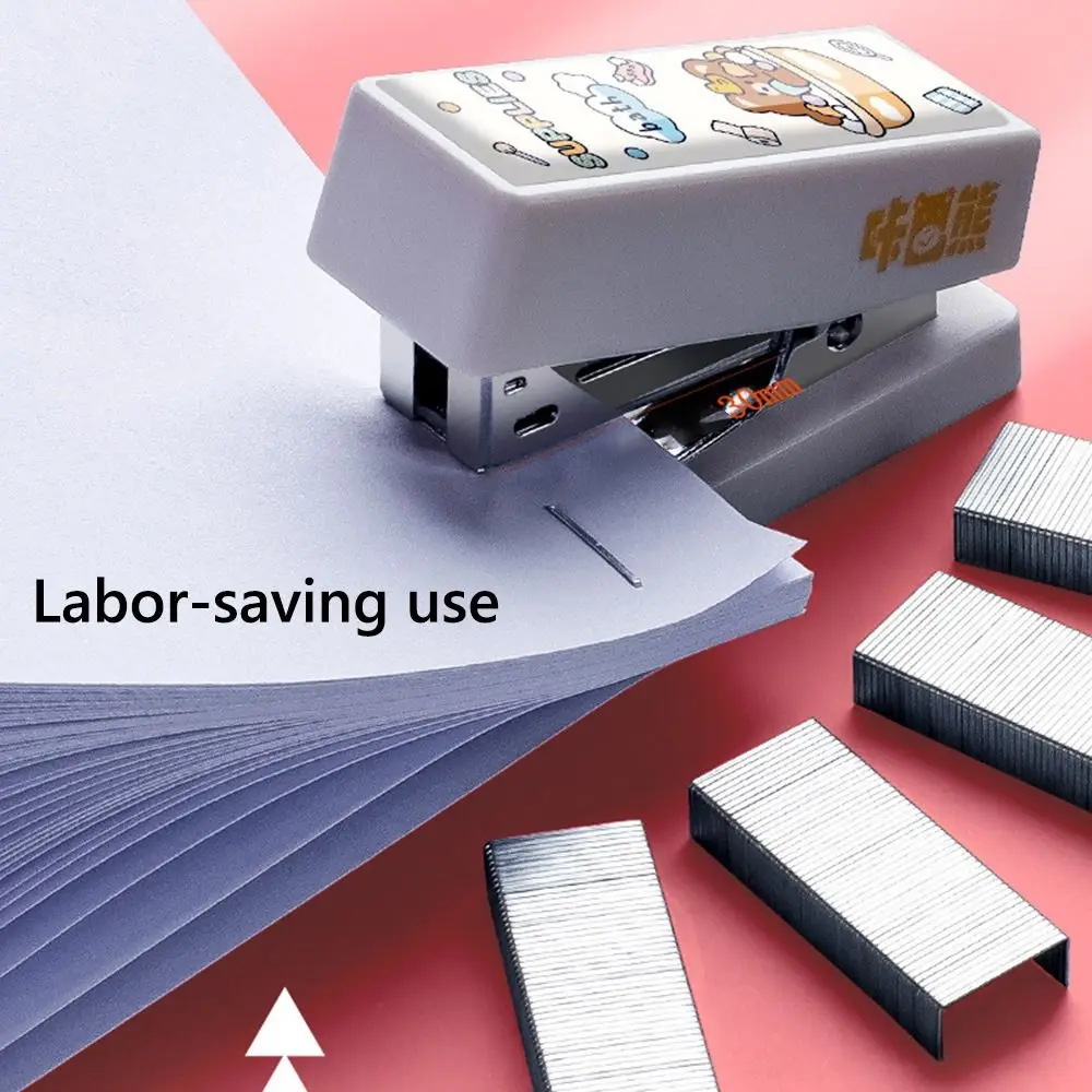 Cute Plastic Cartoon Metal Stapler Set Metal Stationery Mini Stapler School Office Supplies Gift Binding Tools