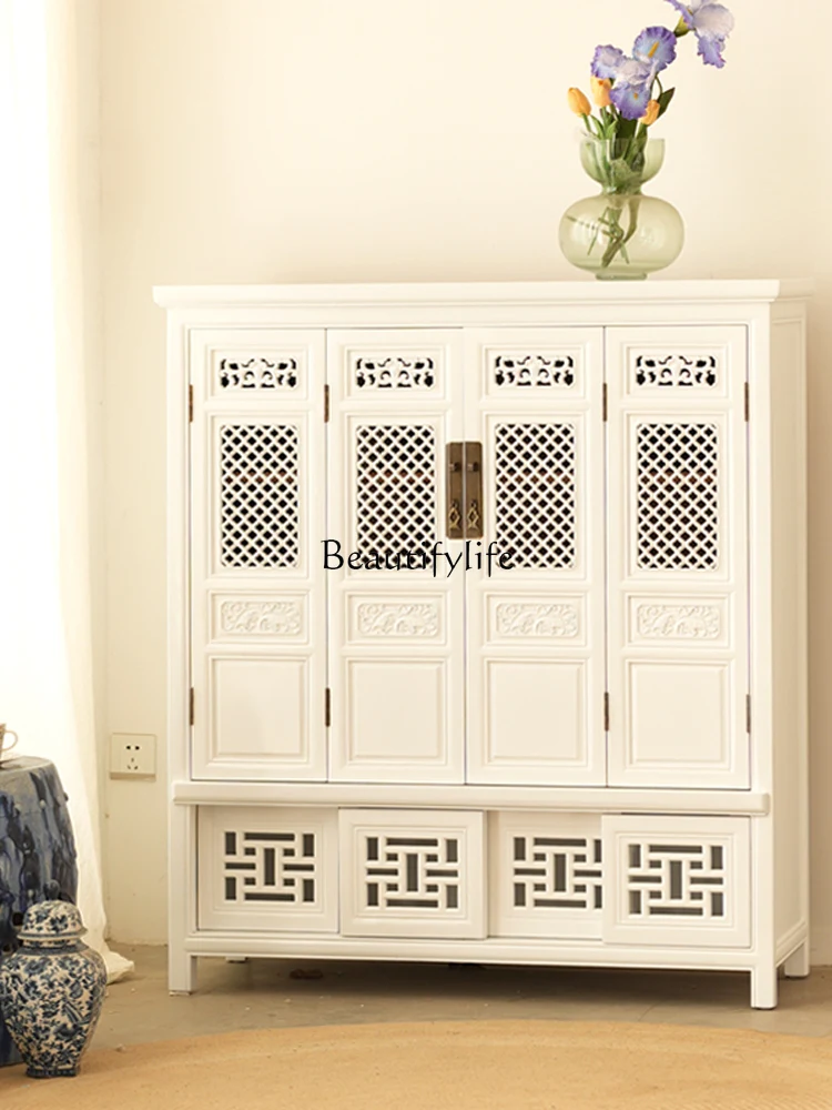 

New Chinese-style solid wood antique side cabinet foyer entrance decorative locker