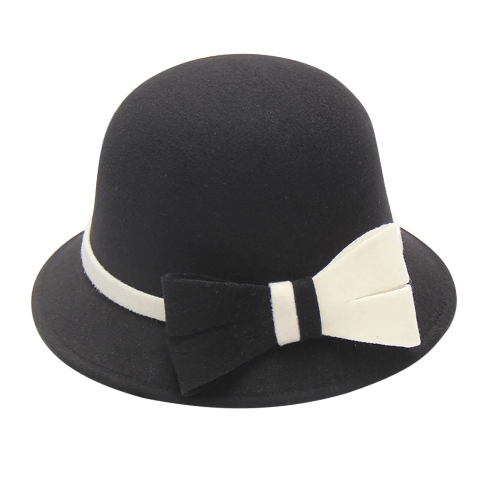 Has Hat Women'S Autumn And Winter Bow Knot Round Top Casual Fisherman'S Basin Cap Small Bowler Hat Sombrero De Sol Para Mujer