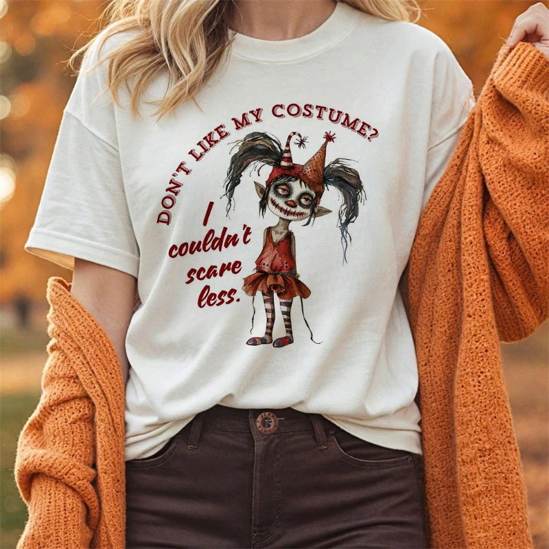 

Don't Like My Costume Графическая футболка с забавным принтом на Хэллоуин, базовая женская футболка с короткими рукавами, уличная универсальная футболка с короткими рукавами