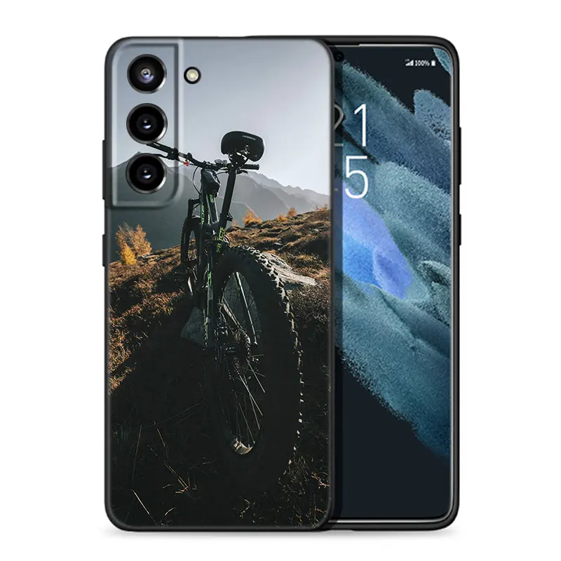 Amazing Mountain Bike Bicycle Phone Case For Samsung Galaxy S20 S21 FE S22 Ultra S10 Lite S10E S9 S8 Plus S7 Edge Black Cover