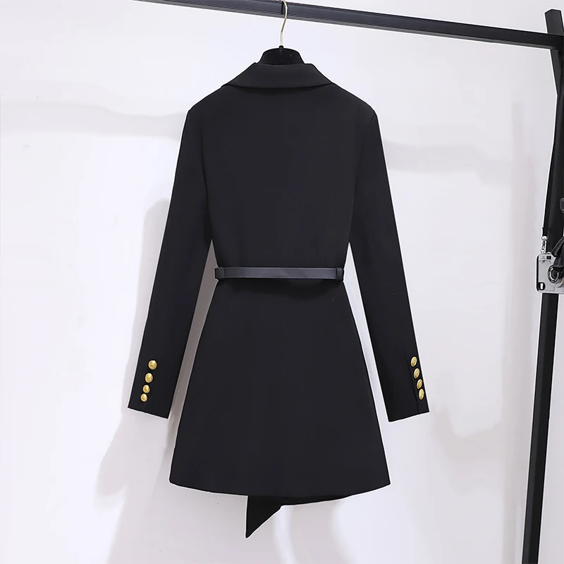 New 2024 Suit Dress Women Long Sleeve Korean Fashion Black Dresses With Belt Elegant Winter Outfits For Women Hot Sale