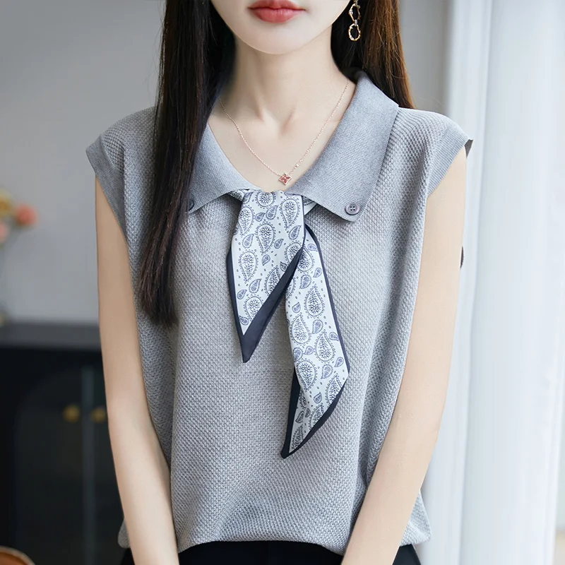 

Summer New Fashion Joker T-shirt Short-Sleeved Knit Bottoming Shirt Women's Loose Slim Top