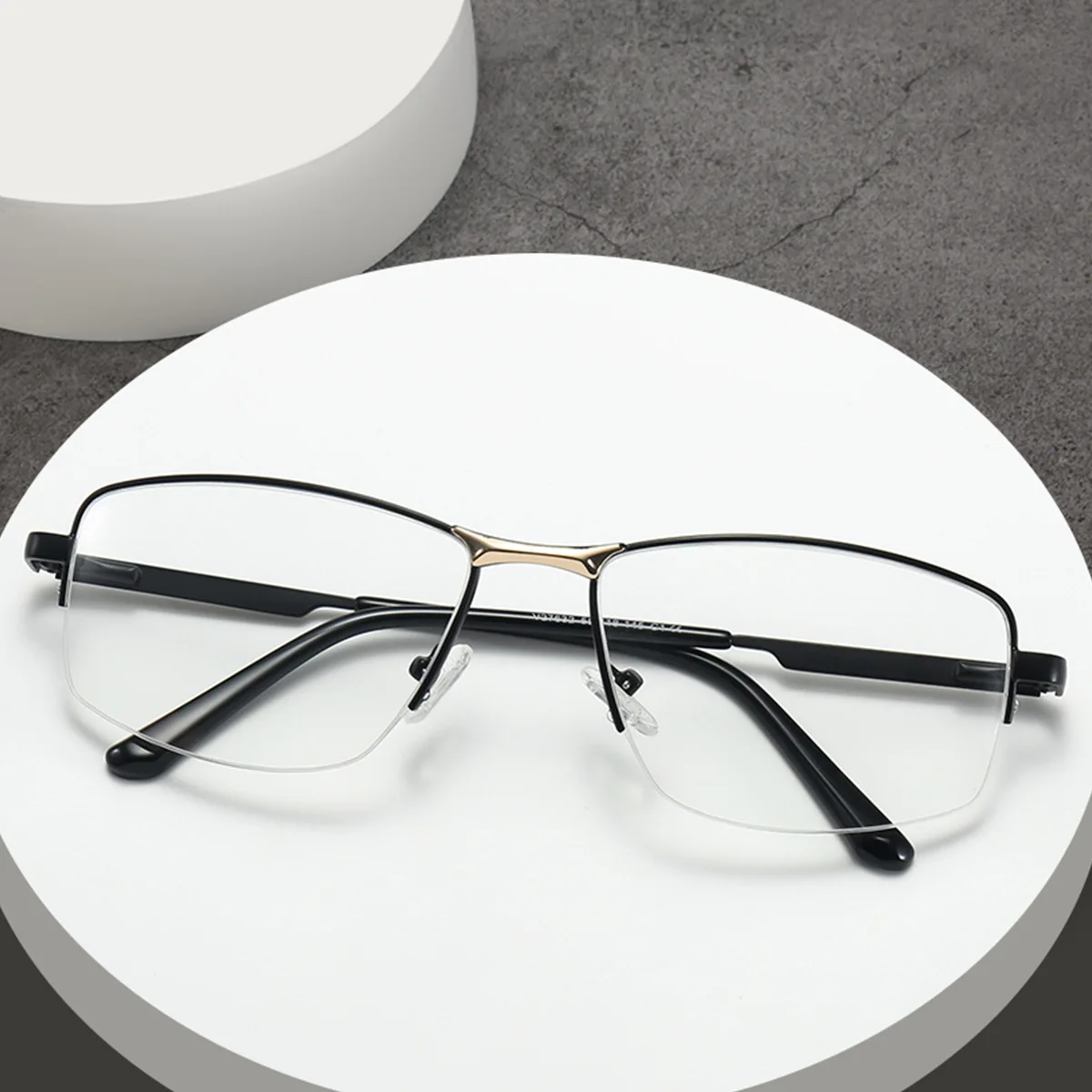 JMISUS Fashion Business Half-Rimless Prescription Glasses Man Half-frame Rectangle Optical Eyewear Metal Progressive Eyeglasses
