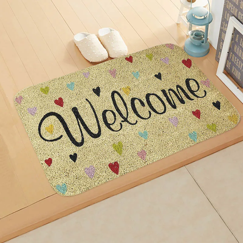 Welcome Doormat Beach Starfish Pattern Anti-Slip Door Mat Carpet Doormat Flannel Outdoor Kitchen Living Room Floor Mat Rug