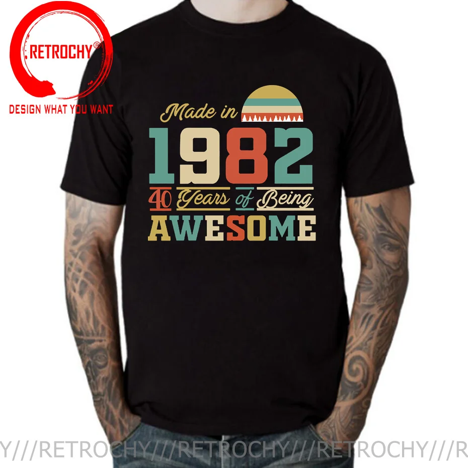 Vintage Made In 1982 T Shirt Homme Legendary Hits 1982 Limited Edition T-shirt Born in 1982 All Original Parts TShirt Camisetas