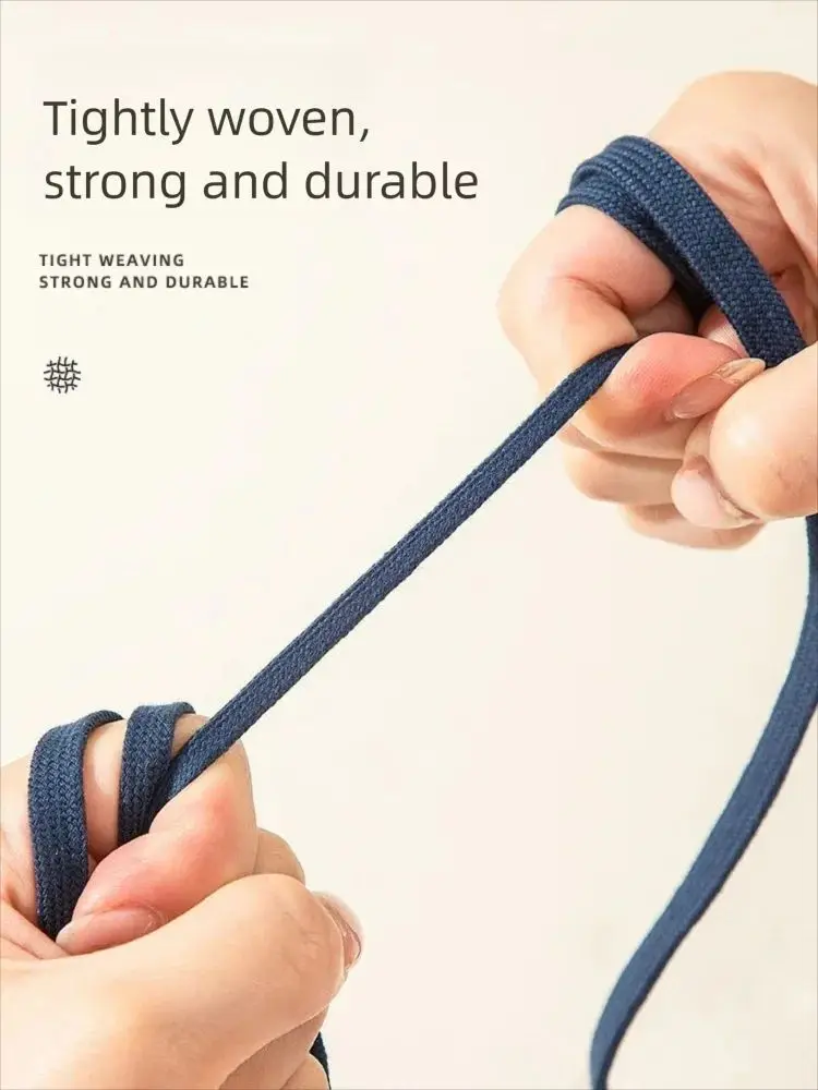 New Classic Pure Cotton Shoelaces Flat Shoelaces Sports Canvas Shoelaces for Men and Women Width 0.8cm Length 100/120/140/160cm - Image 4