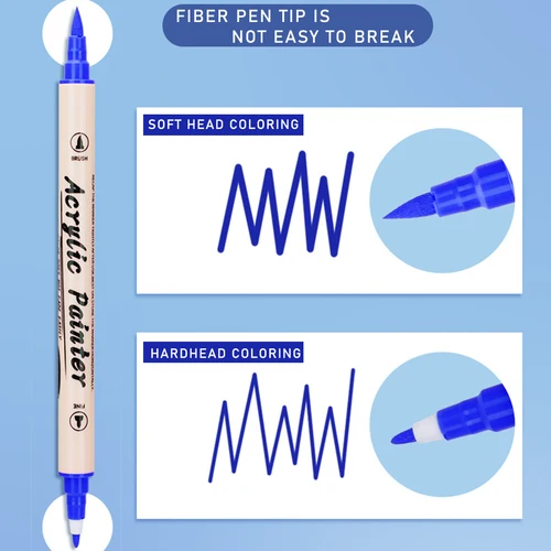 Imagen 2 del producto Rotulador acrílico de doble punta, suministros de arte impermeables de 12/24/36 colores, papelería escolar