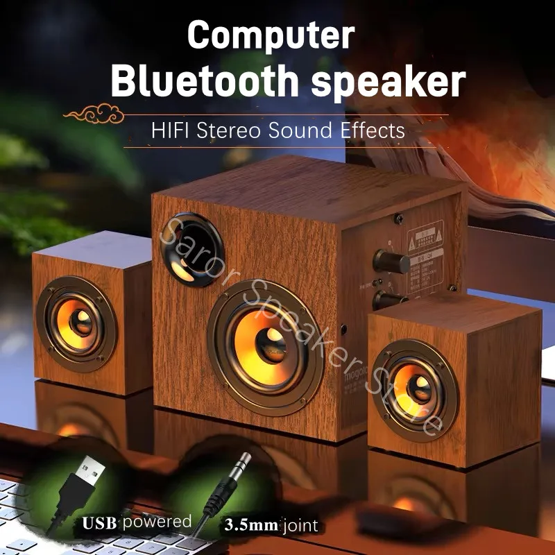 

Wooden 2.1 Multimedia Overweight Subwoofer Computer Active Combination Bluetooth Speaker Card USB Mobile TV Notebook Home Theate