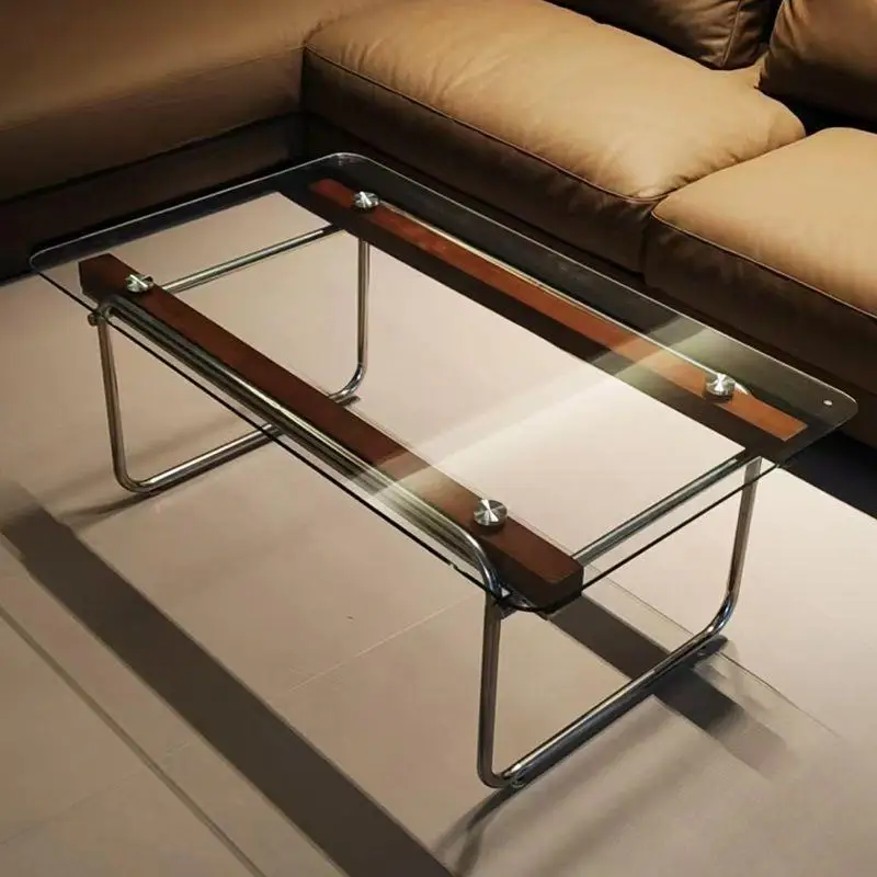 Coffee table, living room home, light luxury high-end tempered glass tea table, simple stainless steel