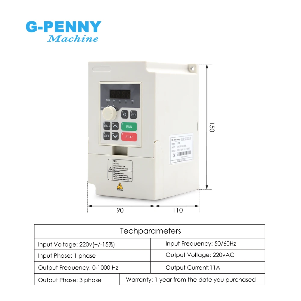 G-Penny 0.8kw Water Cooled Spindle Kit 800w ER11 4 bearings D=65mm & HY 1.5kw Frequency Drive &  65mm bracket & 75w water pump